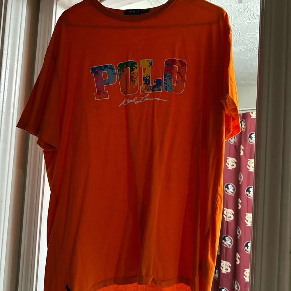 Polo by Ralph Lauren Orange Tee with Multicolor Logo